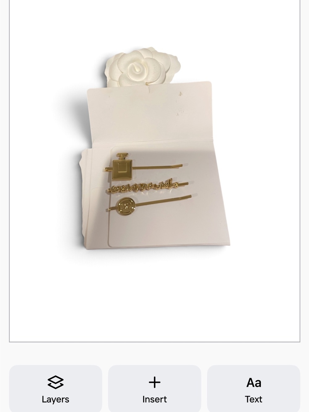 New CHANEL Gold Decorative Hair Pin Set - Logo & Perfume Motif - Picture 2 of 5